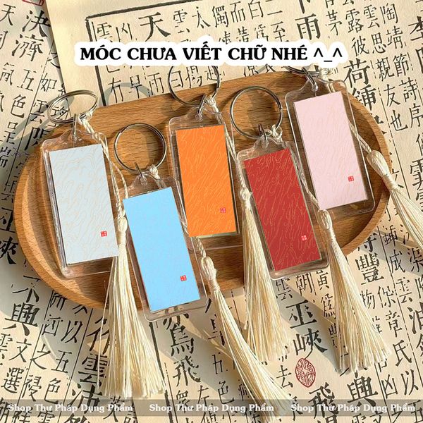 Móc treo chìa khóa viết thư pháp quà tặng ý nghĩa phong cách cổ phong (chưa viết chữ)