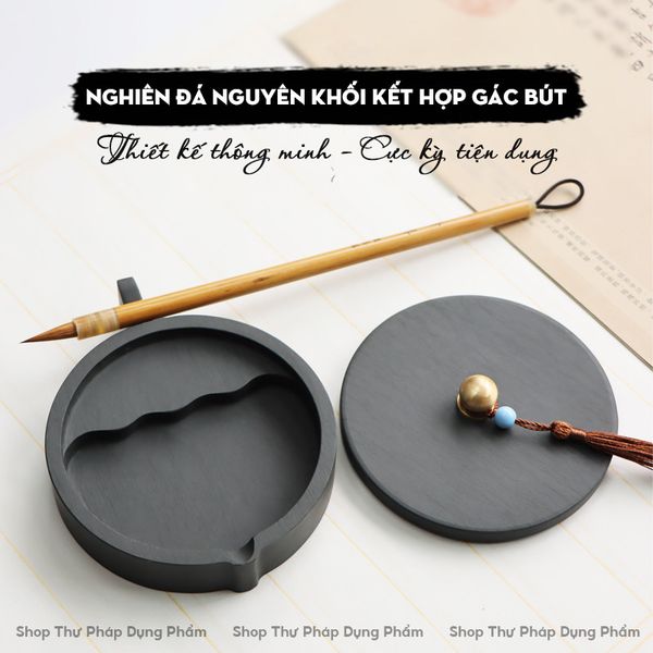 Nghiên mực đá nguyên chất kết hợp gác bút thông minh