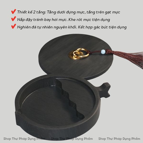 Nghiên mực đá nguyên chất kết hợp gác bút thông minh