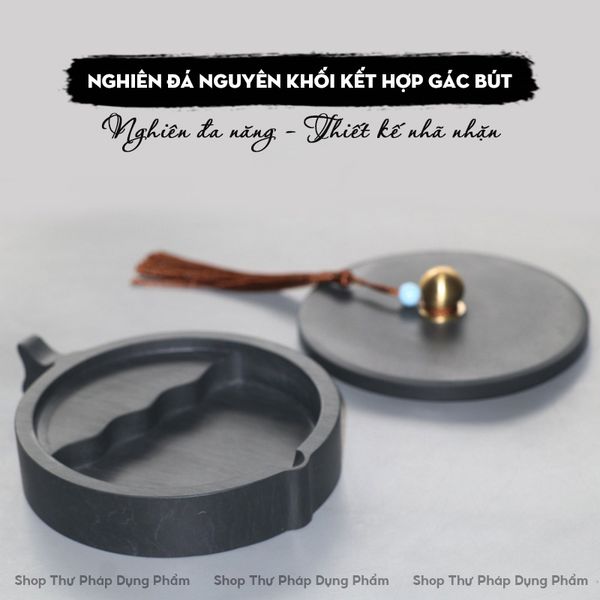 Nghiên mực đá nguyên chất kết hợp gác bút thông minh