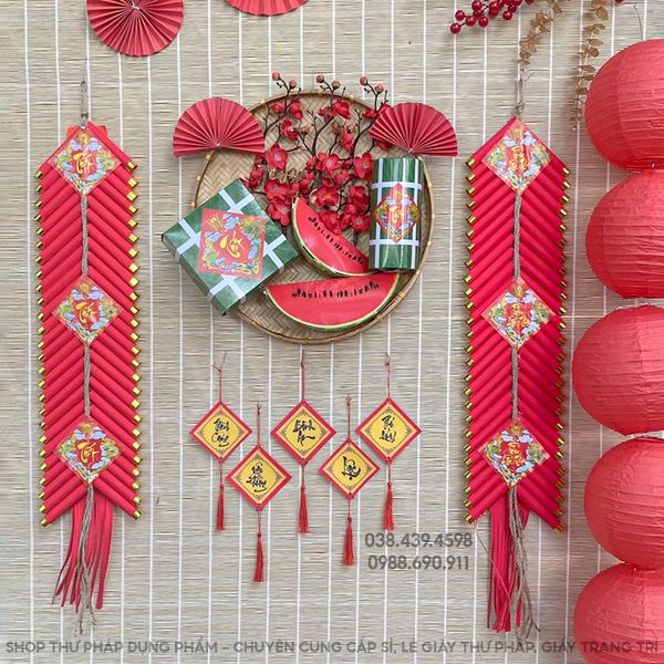 Dây pháo mô hình handmade trang trí tết, trang trí nhà cửa không gian truyền thống