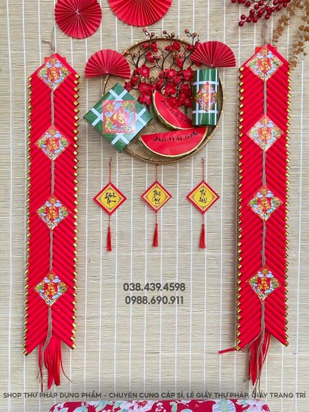 Dây pháo mô hình handmade trang trí tết, trang trí nhà cửa không gian truyền thống