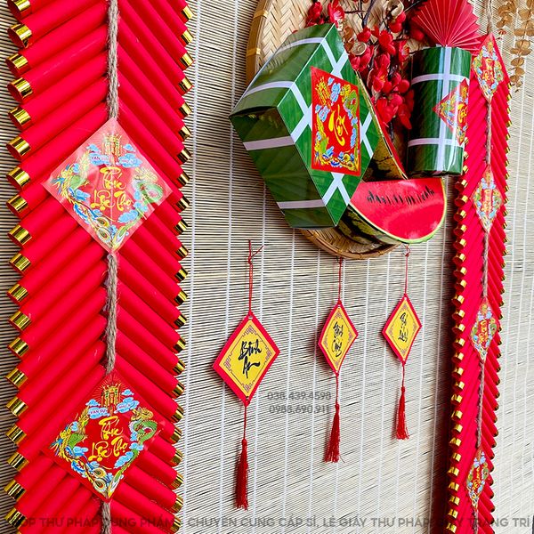 Dây pháo mô hình handmade trang trí tết, trang trí nhà cửa không gian truyền thống