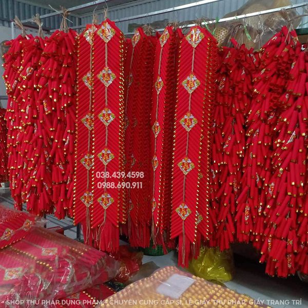 Dây pháo mô hình handmade trang trí tết, trang trí nhà cửa không gian truyền thống