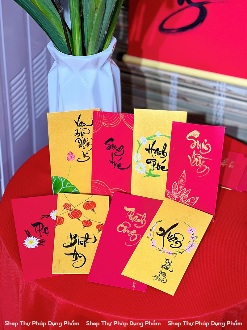 Phôi lì xì viết thư pháp