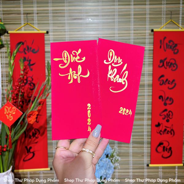 Phôi lì xì viết thư pháp