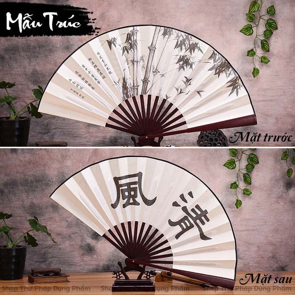 Quạt cầm tay quạt cổ trang in tranh thư pháp thủy mặc