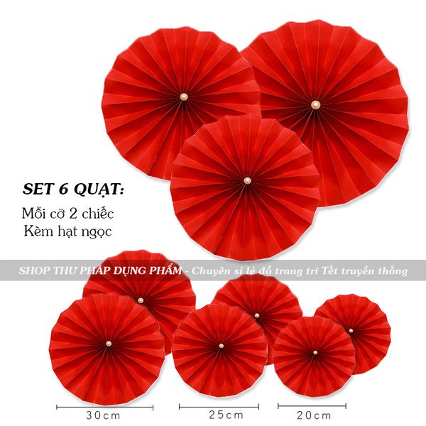 Set quạt giấy kèm phụ kiện 2025 trang trí tết