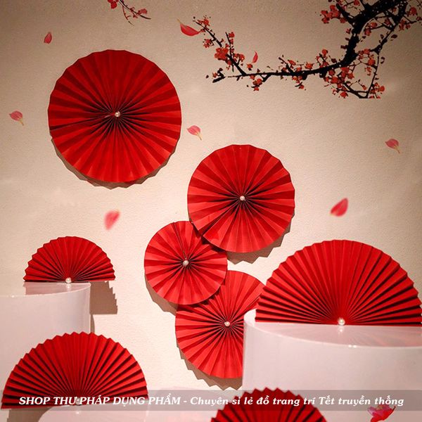 Set quạt giấy kèm phụ kiện 2025 trang trí tết