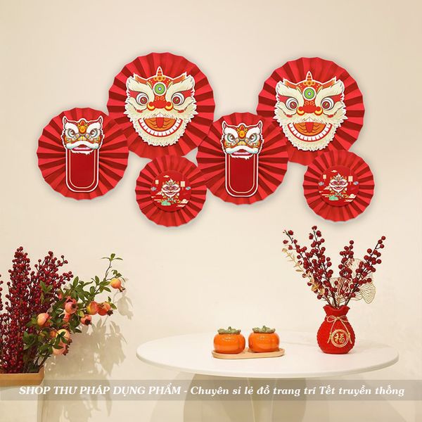 Set quạt giấy kèm phụ kiện 2025 trang trí tết