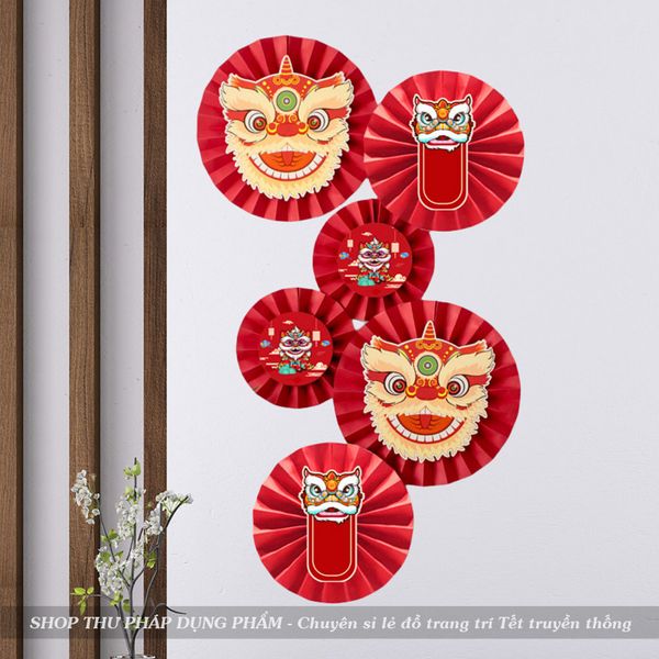 Set quạt giấy kèm phụ kiện 2025 trang trí tết