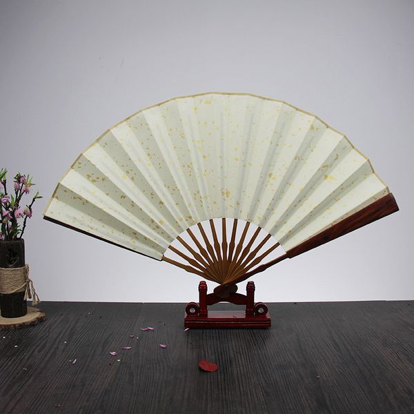 Quạt lan cán gỗ cao cấp giấy xuyến chỉ