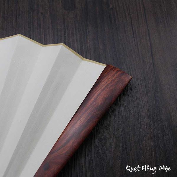 Quạt lan cán gỗ cao cấp giấy xuyến chỉ