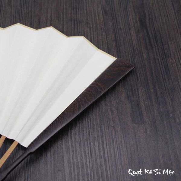 Quạt lan cán gỗ cao cấp giấy xuyến chỉ
