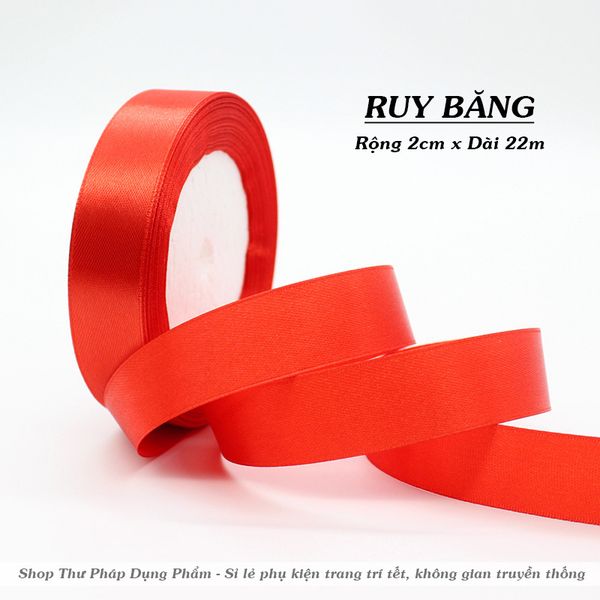 Cuộn ruy băng đỏ trang trí tết decor treo cây mai đào không gian truyền thống