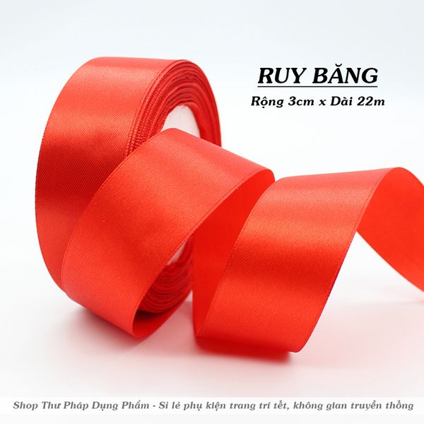 Cuộn ruy băng đỏ trang trí tết decor treo cây mai đào không gian truyền thống