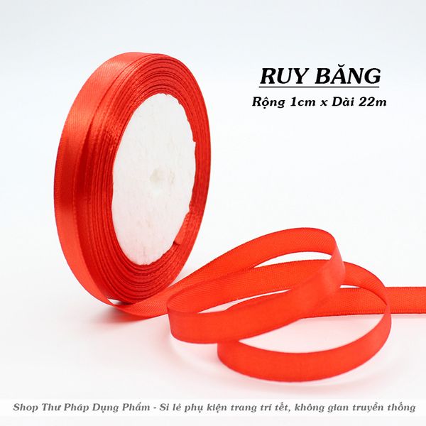 Cuộn ruy băng đỏ trang trí tết decor treo cây mai đào không gian truyền thống