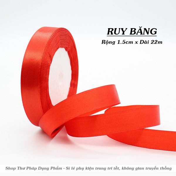 Cuộn ruy băng đỏ trang trí tết decor treo cây mai đào không gian truyền thống