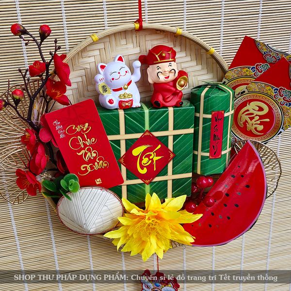 Set mẹt trang trí Tết vòng treo cửa treo tường trang trí nhà cửa đón Tết