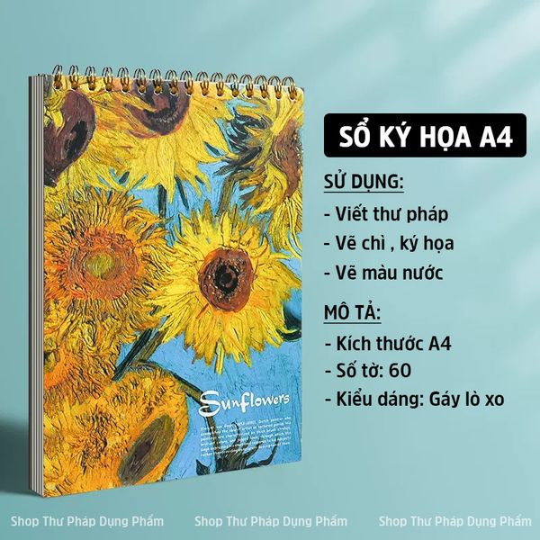 Sổ viết thư pháp vẽ chì vẽ màu nước, tập ký họa A4 - 60 tờ