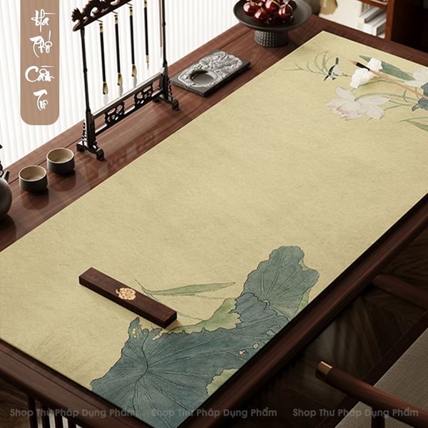 Thảm lót giấy viết thư pháp in tranh thủy mặc cao cấp 50x100cm