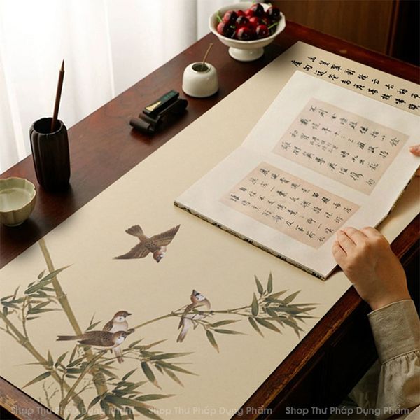 Thảm lót giấy viết thư pháp in tranh thủy mặc cao cấp 40x90cm