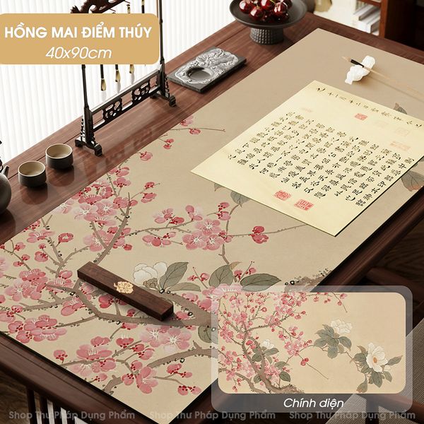 Thảm lót giấy viết thư pháp in tranh thủy mặc cao cấp 40x90cm