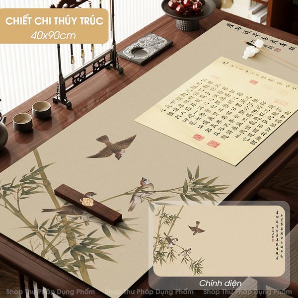 Thảm lót giấy viết thư pháp in tranh thủy mặc cao cấp 40x90cm