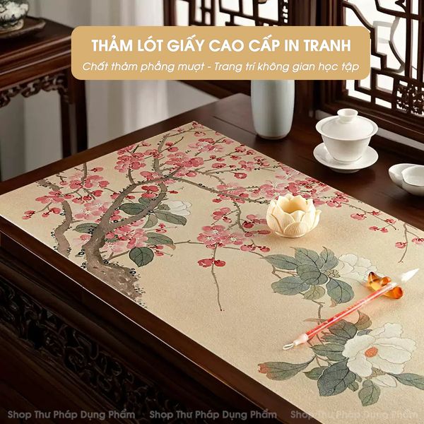 Thảm lót giấy viết thư pháp in tranh thủy mặc cao cấp 40x90cm