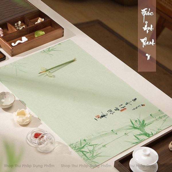 Thảm lót giấy viết thư pháp in tranh Trúc Ảnh Thanh U 45x69cm