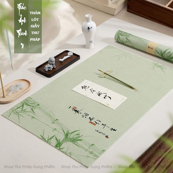 Thảm lót giấy viết thư pháp in tranh Trúc Ảnh Thanh U 45x69cm