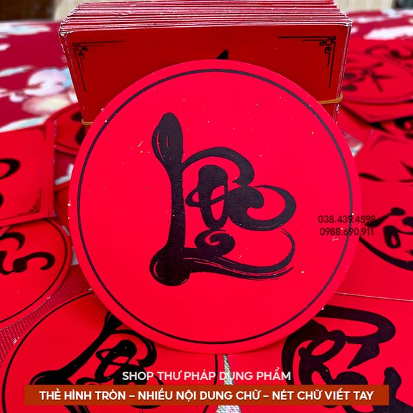 Thẻ chữ thư pháp 6cm treo trang trí tết, làm đồ handmade