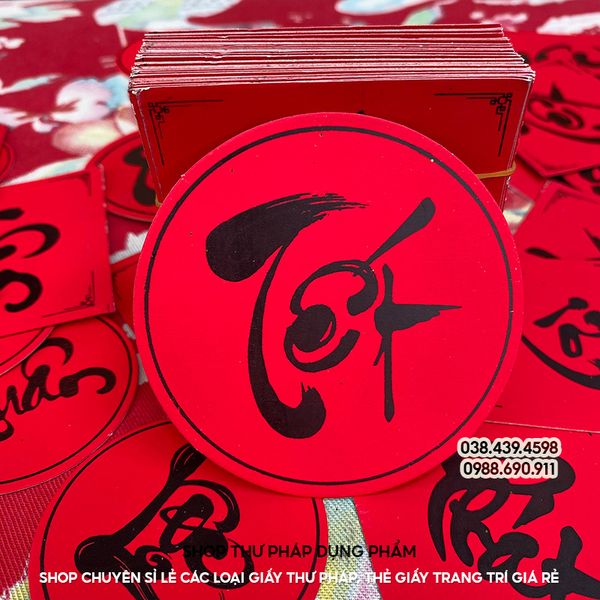 Thẻ chữ thư pháp 6cm treo trang trí tết, làm đồ handmade