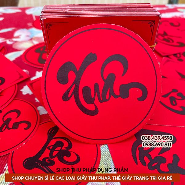 Thẻ chữ thư pháp 6cm treo trang trí tết, làm đồ handmade