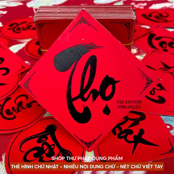 Thẻ chữ thư pháp 6cm treo trang trí tết, làm đồ handmade
