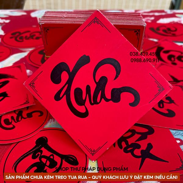 Thẻ chữ thư pháp 6cm treo trang trí tết, làm đồ handmade