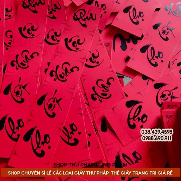 Thẻ chữ thư pháp tết xuân phúc lộc thọ treo trang trí làm đồ handmade