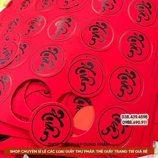 Thẻ chữ thư pháp tết xuân phúc lộc thọ treo trang trí làm đồ handmade