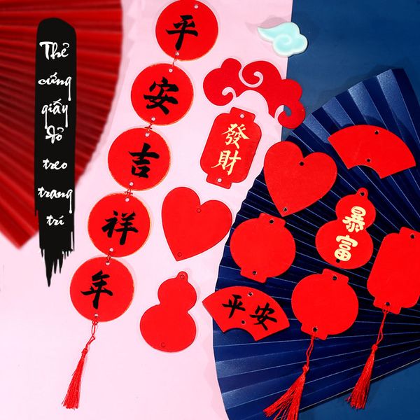 Thẻ treo đào thẻ giấy trang trí ngày tết