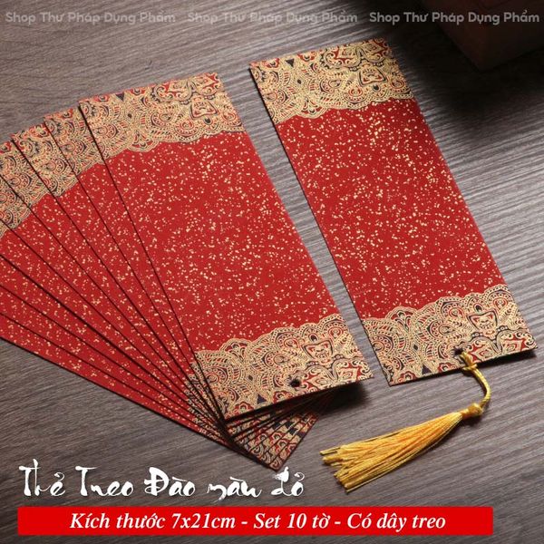 Thẻ giấy treo đào, thẻ giấy treo trang trí ngày tết