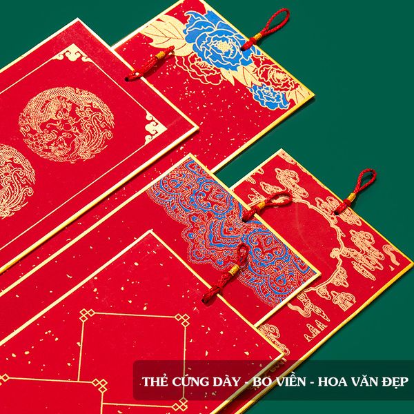 Thẻ giấy xuyến bồi cứng 17x45cm viết thư pháp in hoa văn giá rẻ