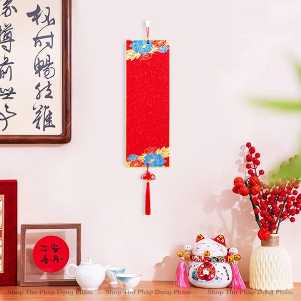 Thẻ giấy xuyến bồi cứng 17x45cm viết thư pháp in hoa văn giá rẻ