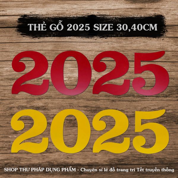 Thẻ gỗ chữ Tết thư pháp 2025 trang trí Tết truyền thống