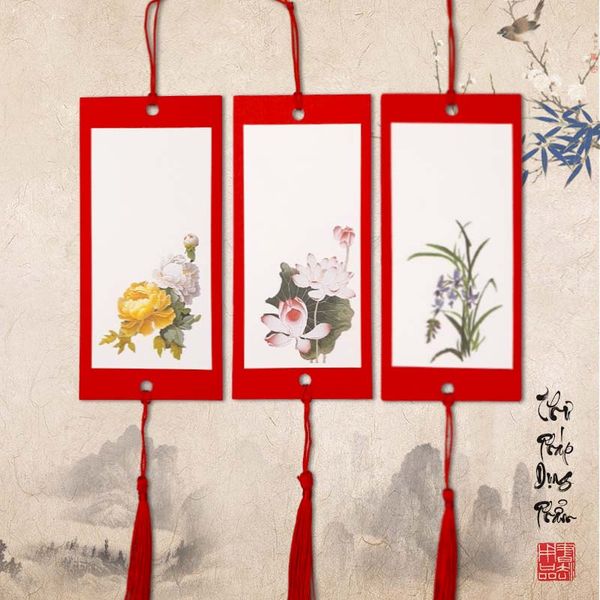 Thẻ treo trang trí in tranh viết thư pháp
