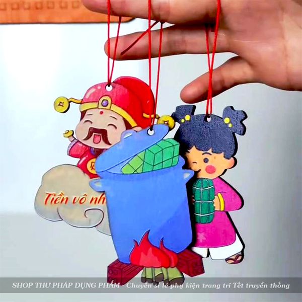 Thẻ tag gỗ treo treo cây đào mai trang trí tết truyền thống