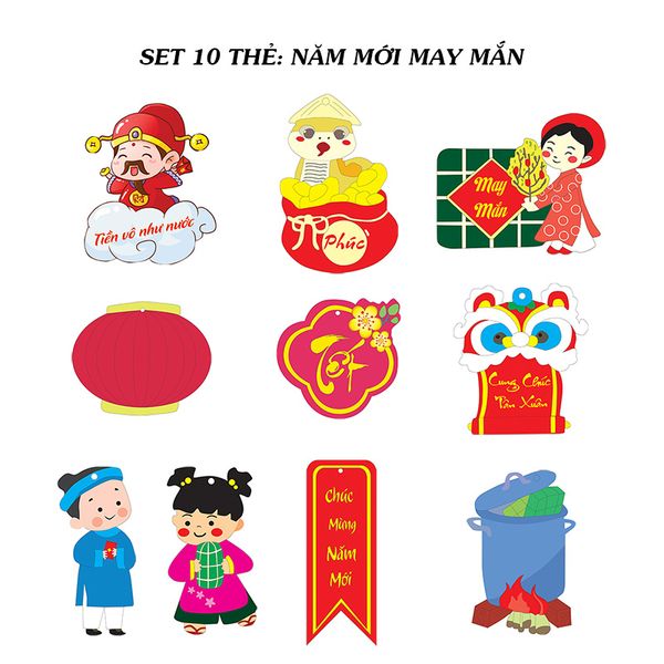 Thẻ tag gỗ treo treo cây đào mai trang trí tết truyền thống