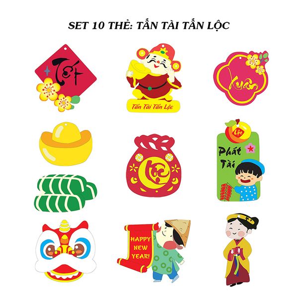 Thẻ tag gỗ treo treo cây đào mai trang trí tết truyền thống