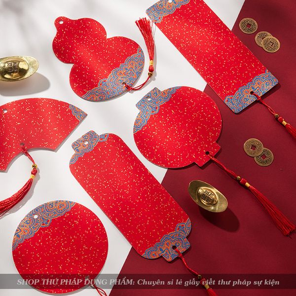 Thẻ giấy treo đào mai viết thư pháp giấy xuyến chỉ viết 2 mặt (nhiều mẫu)