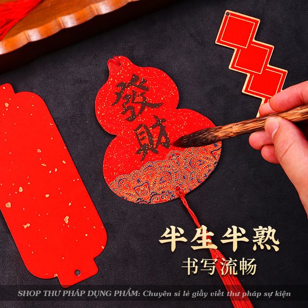 Thẻ giấy treo đào mai viết thư pháp giấy xuyến chỉ viết 2 mặt (nhiều mẫu)