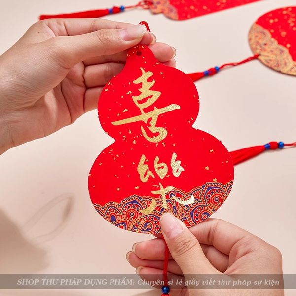 Thẻ giấy treo đào mai viết thư pháp giấy xuyến chỉ viết 2 mặt (nhiều mẫu)
